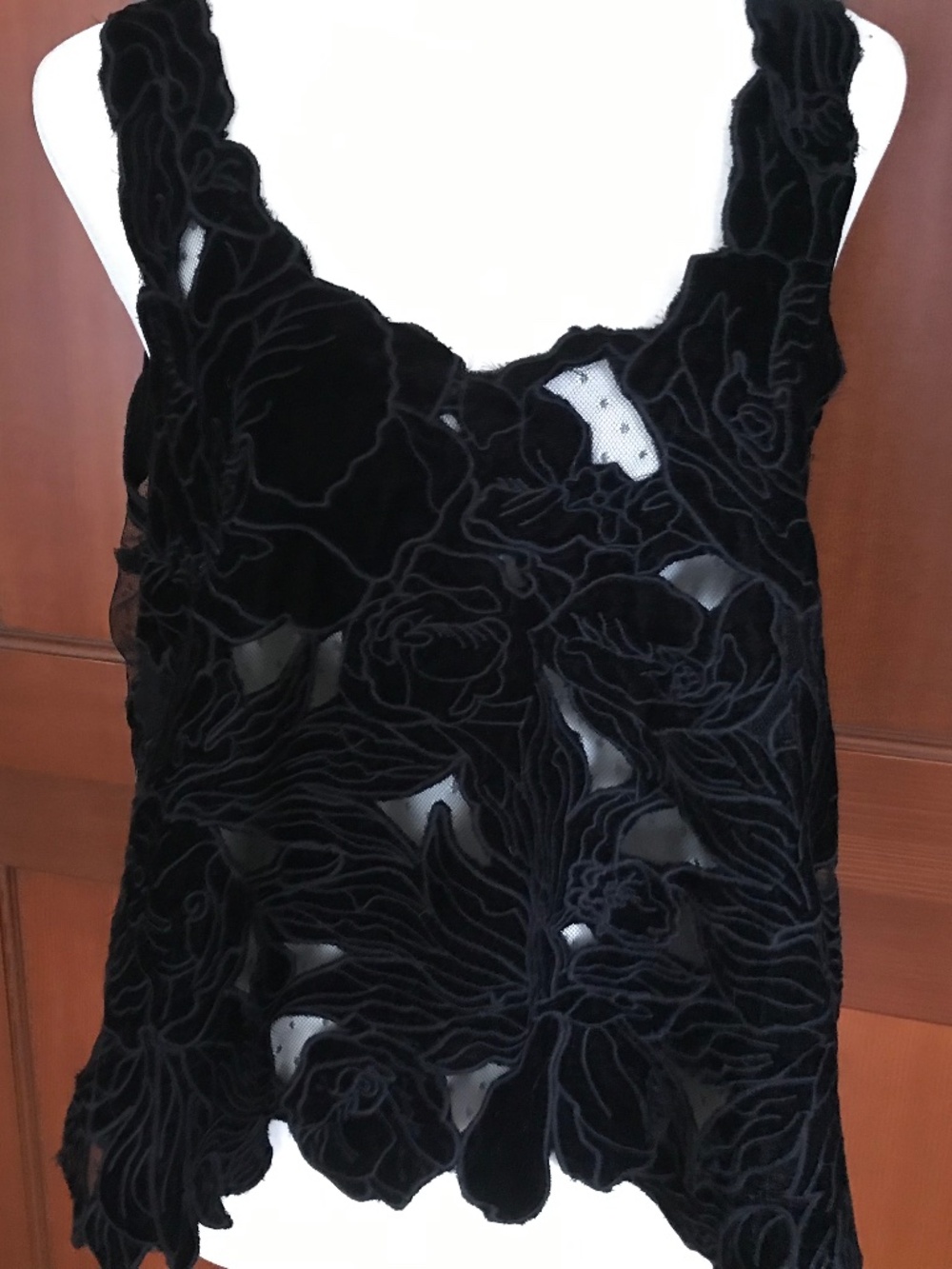 By Anthropologie Cutout Dress Top with Velvet Detailing Sz Small NWT